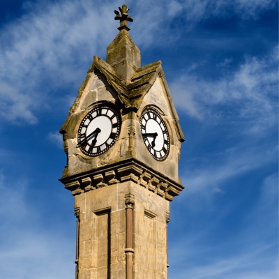 A monument with a clock face